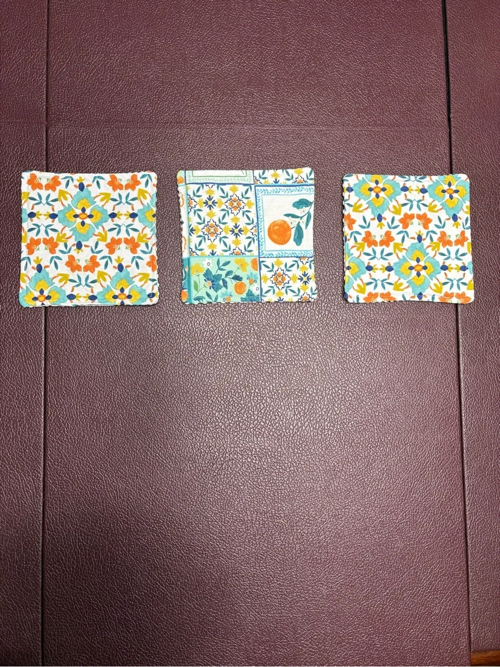 NEW Handmade Jar Grippers, Flower and Orange Print, Blue and Orange Colors